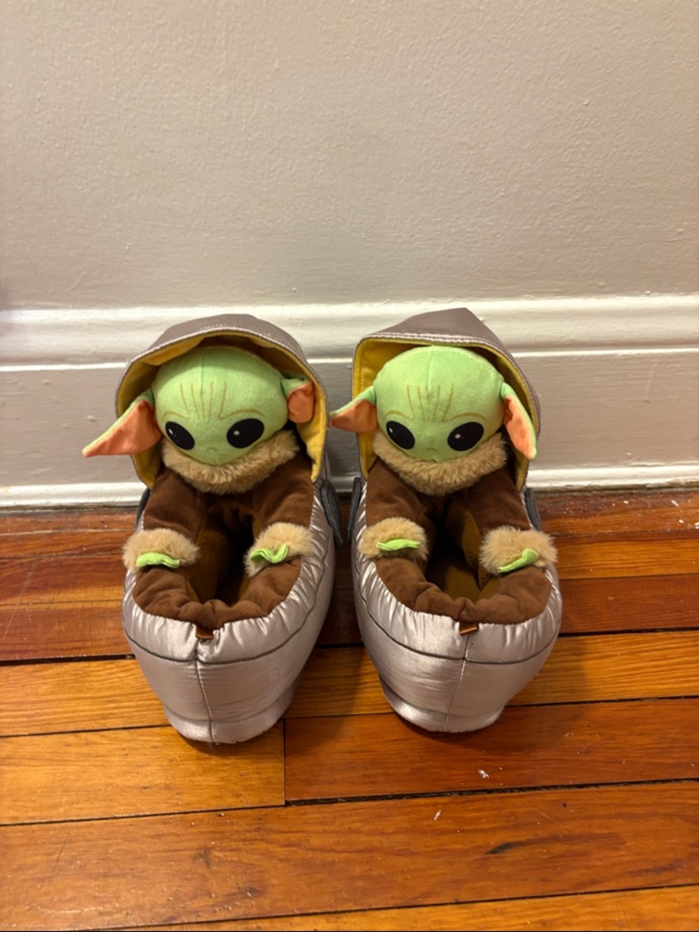 Plush Grogu Baby Yoda Slipper Shoes - Green & Brown